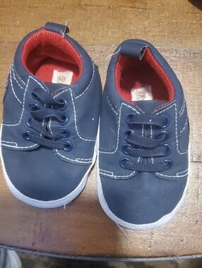 Navy Baby Walker Shoes with Red Lining
